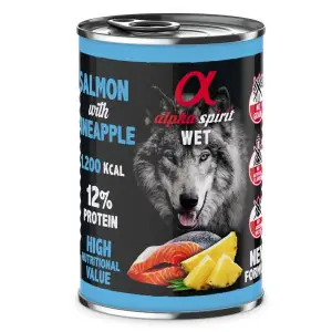 Повнораціонний вологий корм Alpha Spirit Salmon with Pineapple з лососем та ананасами для дорослих собак 400 г (as969077)