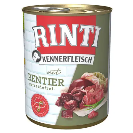 Rinti Kennerfleisch mit Rentier РІНТІ КЕННЕРФЛЯЙШ ОЛЕНИНА беззерновий повнораціонний натуральний вологий корм для собак 800 г