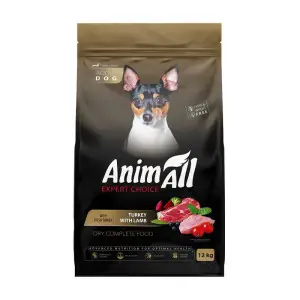 Сухий корм AnimAll для дорослих собак малих порід, зі свіжою індичкою та ягням, 12 кг