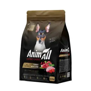 Сухий корм AnimAll для дорослих собак малих порід, зі свіжою індичкою та ягням, 2.5 кг