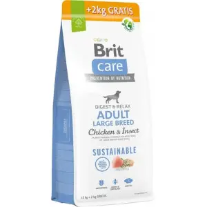 Сухой корм Brit Care Dog Sustainable Adult Large Breed для взрослых собак больших пород с курицей и насекомыми 12+2 кг