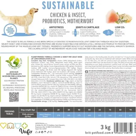 Сухой корм Brit Care Dog Sustainable Adult Large Breed для взрослых собак больших пород с курицей и насекомыми 12+2 кг