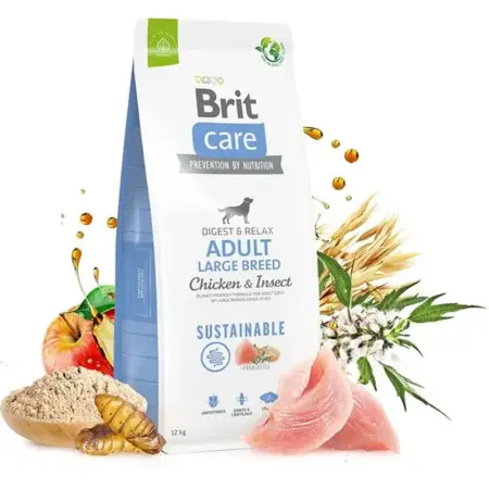 Сухой корм Brit Care Dog Sustainable Adult Large Breed для собак больших пород с курицей и насекомыми 1кг