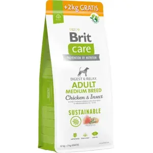Сухой корм Brit Care Dog Sustainable Adult Medium Breed для взрослых собак средних пород с курицей и насекомыми 12+2 кг