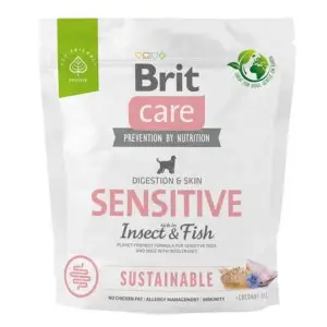 Сухой корм Brit Care Dog Sustainable Sensitive для собак с чувствительным пищеварением, с рыбой и насекомыми, 1 кг