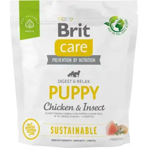 Сухой корм Brit Care Dog Sustainable Puppy для щенков, с курицей и насекомыми, 1 кг