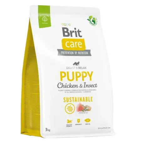 Сухой корм Brit Care Dog Sustainable Puppy для щенков, с курицей и насекомыми, 12 кг