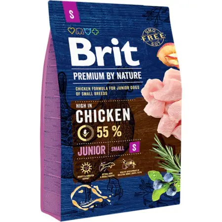 Сухий корм Brit Premium Dog Junior S для цуценят дрібних порід, з куркою, 3 кг