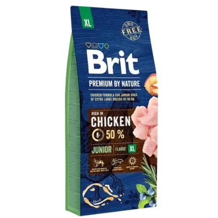 Сухий корм Brit Premium Dog Junior XL для цуценят та юніорів гігантських порід, з куркою, 15 кг