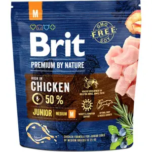 Сухий корм Brit Premium Dog Junior M для цуценят та юніорів середніх порід, з куркою, 1 кг