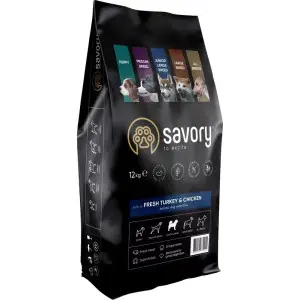 Сухий корм Savory для юніорів великих порід, зі свіжою індичкою і куркою, 12 кг