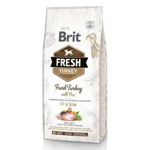 Сухой корм Brit Fresh для взрослых собак, с лишним весом, с индейкой и горохом, 12 кг