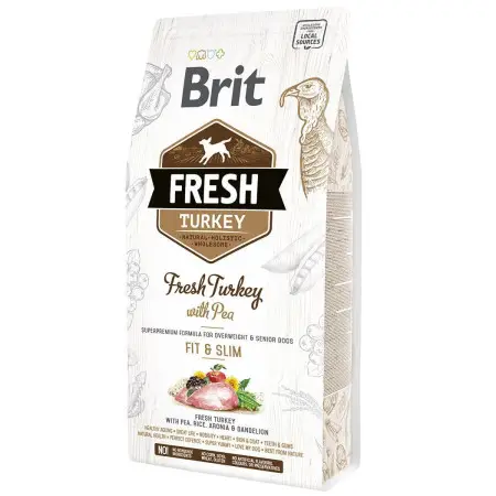 Сухой корм Brit Fresh для взрослых собак, с лишним весом, с индейкой и горохом, 2,5 кг