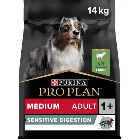 Сухий корм для дорослих собак середніх порід з чутливим травленням Purina Pro Plan Medium Sensitive, з ягням, 14 кг