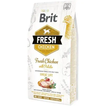 Сухой корм Brit Fresh для взрослых собак всех пород, с курицей и картофелем, 2,5 кг