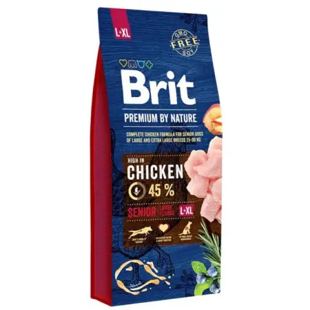 Сухий корм Brit Premium Dog Senior L+XL для старіючих собак великих порід, з куркою, 15 кг