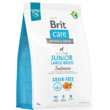 Сухой корм Brit Care Dog Grain-free Junior Large Breed для молодых собак больших пород, беззерновой с лососем, 3 кг