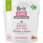 Сухой корм Brit Care Dog Sustainable Adult Small Breed для собак малых пород, с курицей и насекомыми, 1 кг