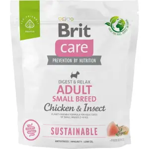 Сухой корм Brit Care Dog Sustainable Adult Small Breed для собак малых пород, с курицей и насекомыми, 1 кг