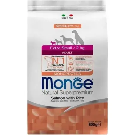 Сухий корм для собак Monge Dog Extra Small Adult лосось з рисом, 800 г