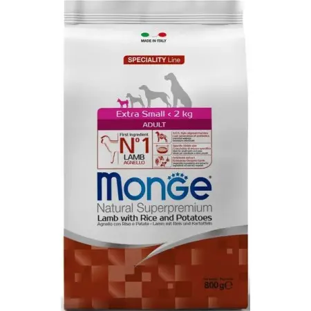 Сухий корм для собак Monge Dog Extra Small Adult ягня та картопля, 800 г
