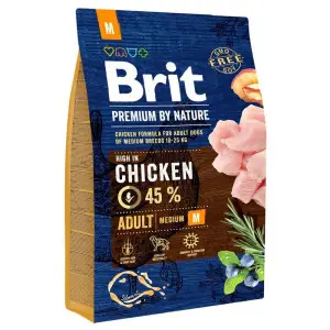 Сухий корм Brit Premium Dog Adult M для дорослих собак середніх порід, з куркою, 3 кг