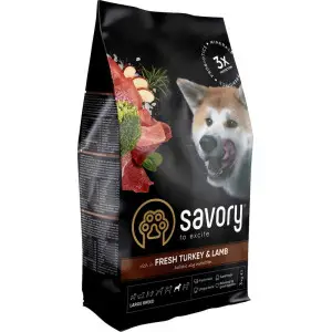 Сухий корм Savory Large для собак великих порід, зі свіжим ягням та індичкою, 3 кг