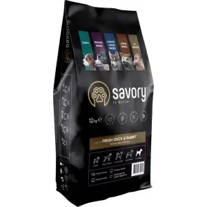 Сухий корм Savory для собак усіх порід, зі свіжою качкою й кроликом, 12 кг