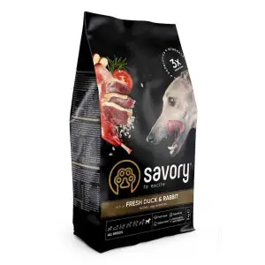 Сухий корм Savory для собак усіх порід, зі свіжою качкою й кроликом, 3 кг