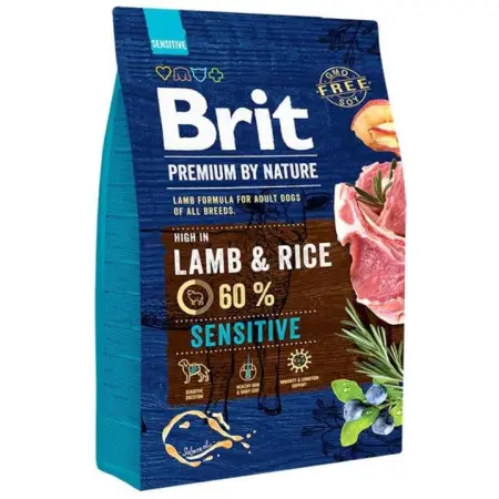 Сухой корм Brit Premium Dog Sensitive Lamb для собак с чувствительным пищеварением, с ягненком, 3 кг