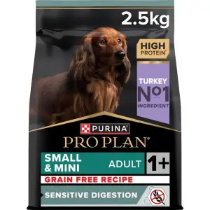 Сухой корм для собак с чувствительным пищеварением Purina Pro Plan Small&Mini 1+ Sensitive Digestion с индейкой 2,5 кг