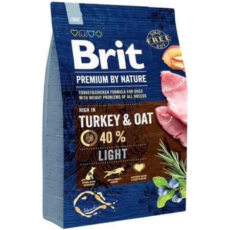 Сухой корм Brit Premium Dog Light для собак с лишним весом, с индейкой, 3 кг