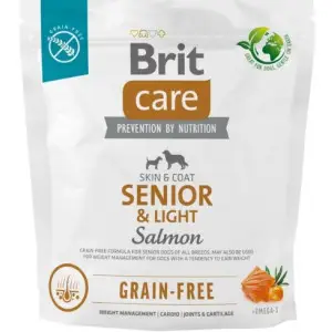 Сухой корм Brit Care Dog Grain-free Senior & Light для стареющих собак, беззерновой с лососем, 1 кг