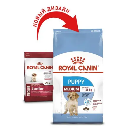 Сухий корм Royal Canin Medium Puppy для цуценят собак середніх порід, з м'ясом птиці, 15 кг