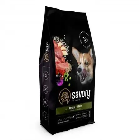Сухий корм Savory All Breed для стерилізованих собак усіх порід, зі свіжою індичкою, 3 кг