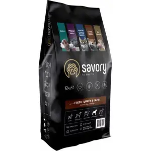 Сухий корм Savory Large для собак великих порід, зі свіжим ягням та індичкою, 12 кг