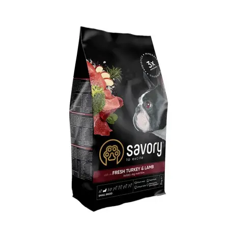 Сухий корм Savory Small для собак малих порід, зі свіжим ягням та індичкою, 3 кг