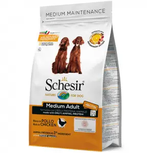 Сухий монопротеїновий корм Schesir Dog Medium Adult Chicken для дорослих собак середніх порід із куркою 12 кг