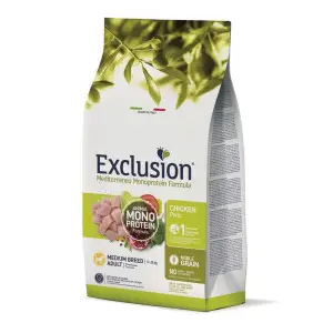 Сухий монопроїновий корм Exclusion Adult Chicken Medium Breed для дорослих собак середніх порід з куркою 12 кг
