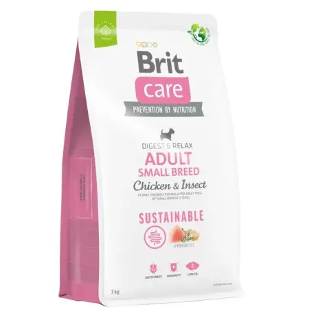Сухой корм Brit Care Dog Sustainable Adult Small Breed для собак малых пород, с курицей и насекомыми, 3 кг