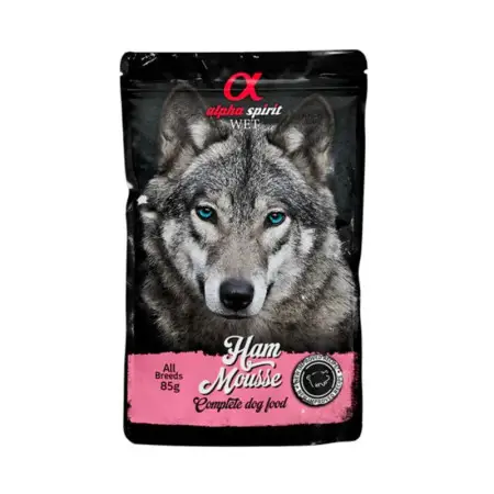 Вологий корм Alpha Spirit Ham Mousse для собак, мусс з шинкою 85 г