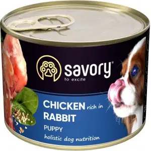 Вологий корм Savory для цуценят усіх порід, з кроликом і куркою, 200 г