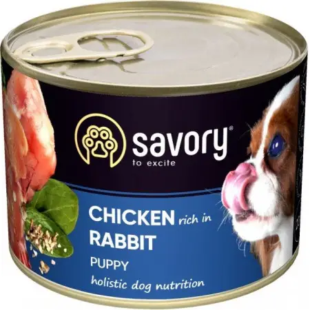 Вологий корм Savory для цуценят усіх порід, з кроликом і куркою, 200 г