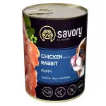 Вологий корм Savory для цуценят усіх порід, з кроликом і куркою, 400 г