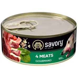 Вологий корм Savory для дорослих собак усіх порід, з чотирма видами м'яса, 100 г