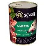 Вологий корм Savory для дорослих собак усіх порід, з чотирма видами м'яса, 400 г