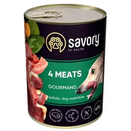 Вологий корм Savory для дорослих собак усіх порід, з чотирма видами м'яса, 400 г