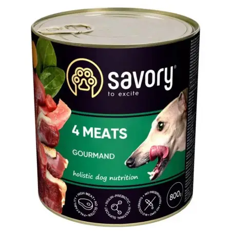 Вологий корм Savory для дорослих собак усіх порід, з чотирма видами м'яса, 800 г