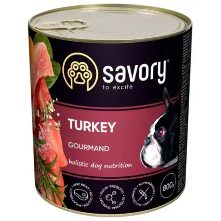 Вологий корм Savory для дорослих собак усіх порід, з індичкою, 800 г
