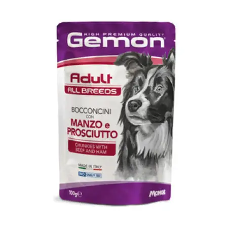 Вологий корм для собак Gemon Dog Wet Adult яловичина з шинкою 100 г